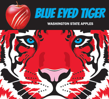 Blue Eyed Tiger Washington State Apples label artwork