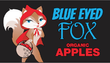 Blue Eyed Fox Organic Apples label artwork